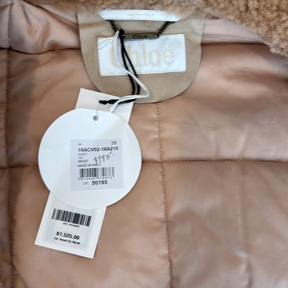 Chloe Shearling Coat as seen on Arielle Charnas Lambskin 38 Navy and Beige - Picture 3 of 6